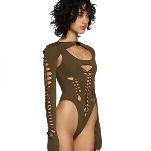 POSTER GIRL while I’m Young Brown Cutout Bodysuit